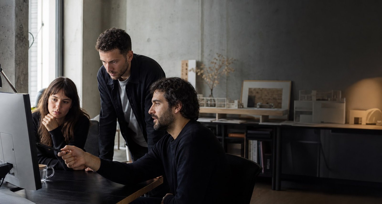 Das Studio-Team bei der gemeinsamen Arbeit an einem digitalen Projekt